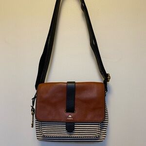 Fossil Brown and Black Crossbody Bag